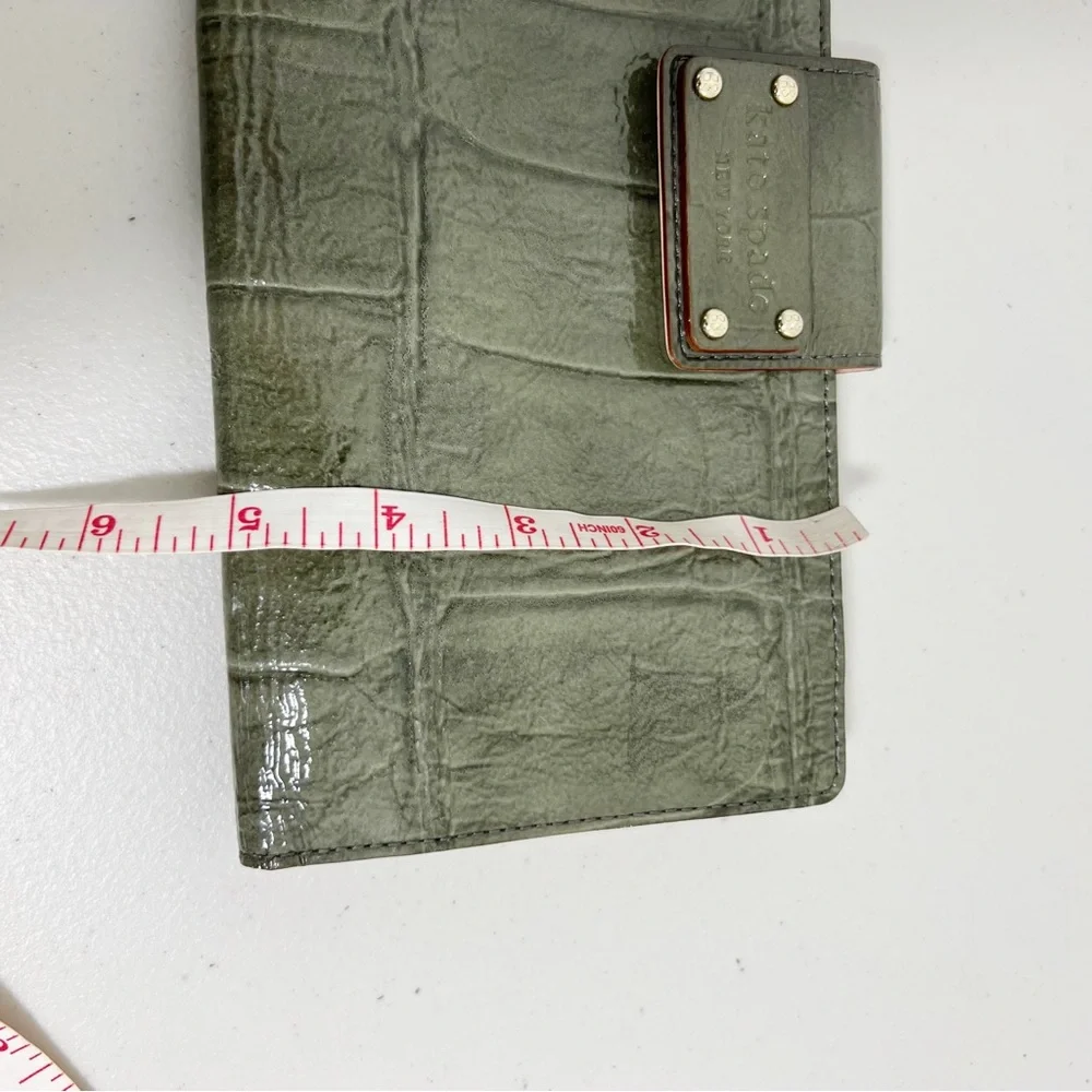Kate Spade Green Embossed Crocodile Mini Envelope Clutch